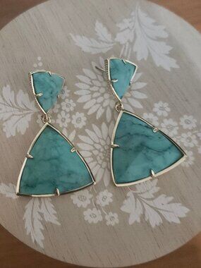 Kendra Scott Turquoise Blue Gold Earrings
